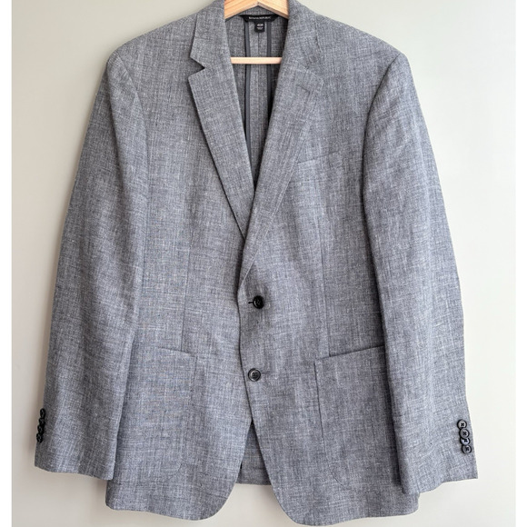 BANANA REPUBLIC Men's Linen Blazer 40R Slim Fit Gray Sports Coat Jacket Office - Picture 1 of 14